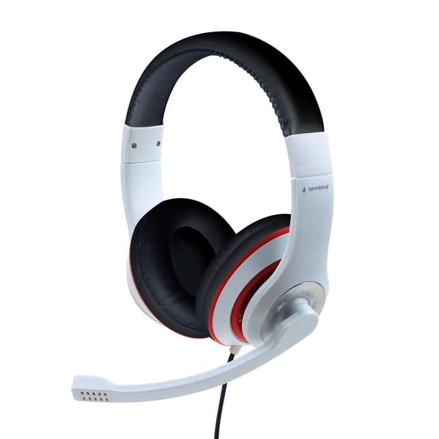 Gembird Stereo Headset MHS 03 WTRDBK Hvid og sort farve med rød ring, headset