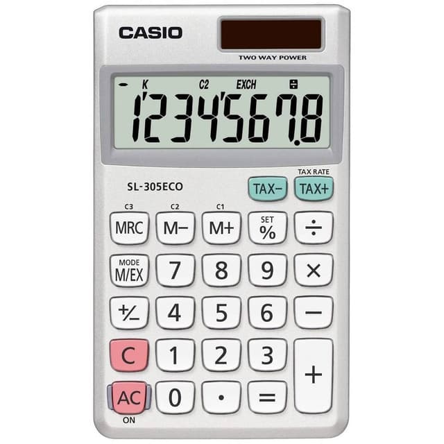 Casio SL-305 Eco Taskelommeregner Batteridrevet Sølv