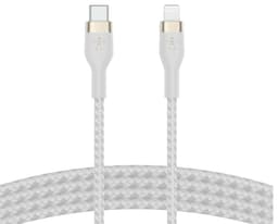 Belkin USB-C til Lightning flettet silikonekabel 3 m (hvid)