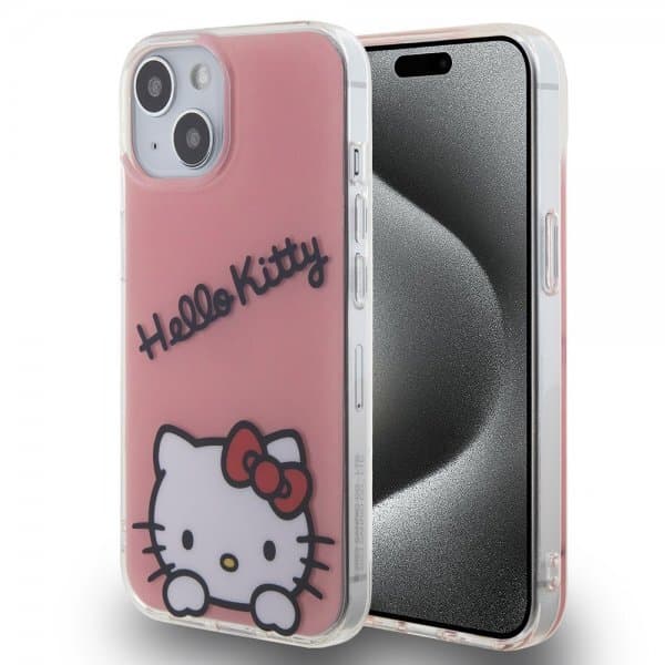 Hello Kitty iPhone 15 Cover Daydreaming Crossbody Lyserød