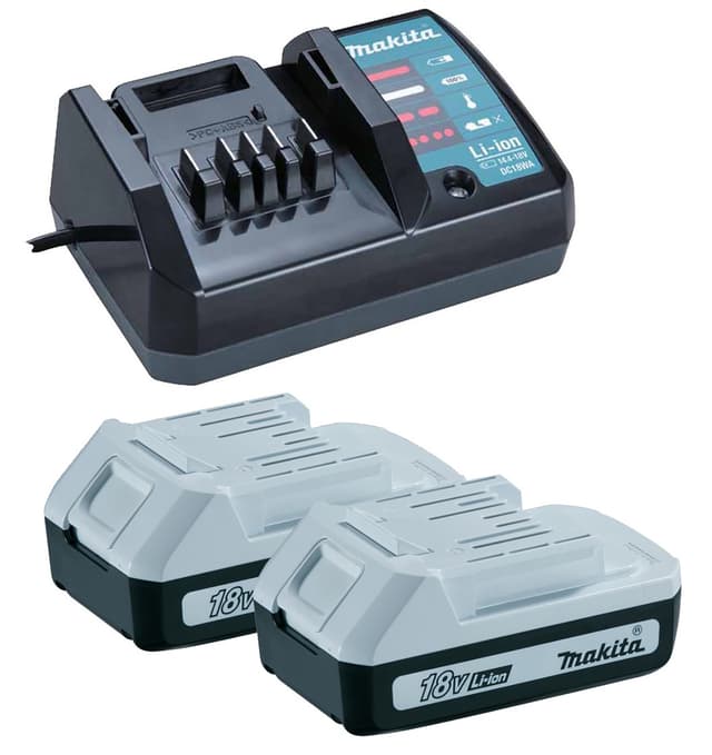 Makita Taske til HP457DWE inkl. 2 BL1815G 18V 1,5Ah batterier + 1 oplader DC18WA (ingen maskine inkluderet)