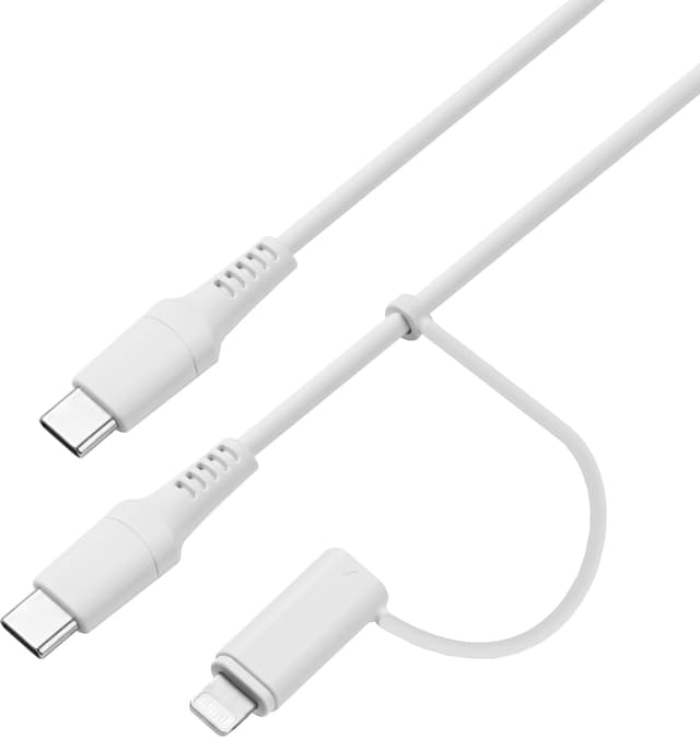 Sandstrøm USB-C to USB-C kabel med Lightning adapter (3m)