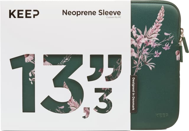 KEEP 13,3"" neopren sleeve til bærbar computer (Power Green Flower)