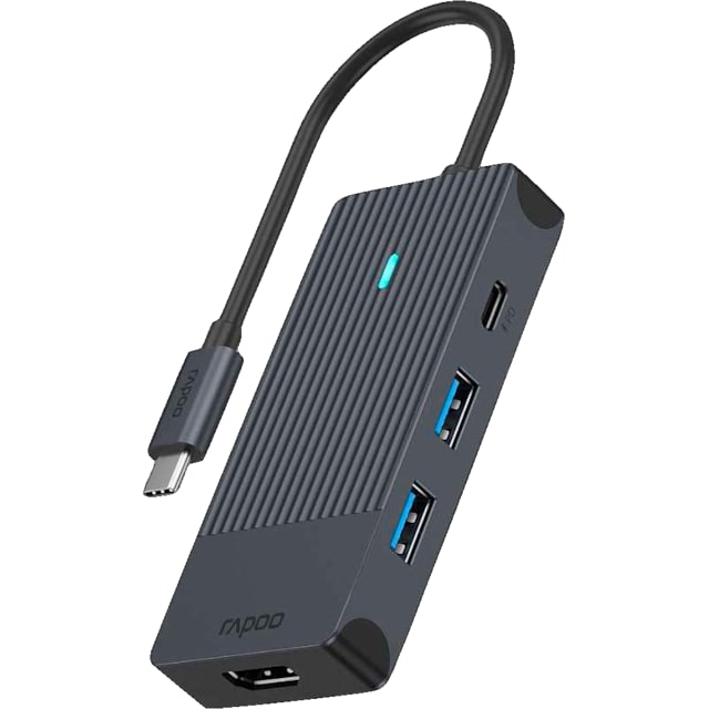 RAPOO UCM-2001 4-i-1 USB-C Multiport Adapter-hub (sort)