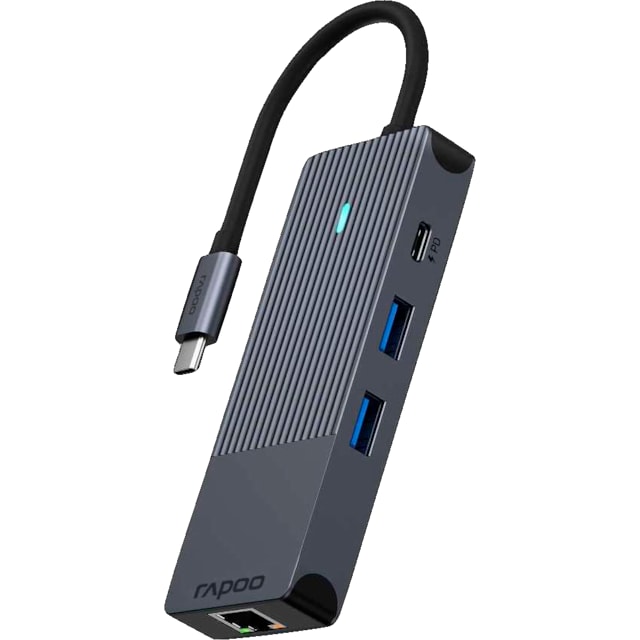 RAPOO UCM-2004 8-i-1 USB-C Multiport Adapter-hub (sort)