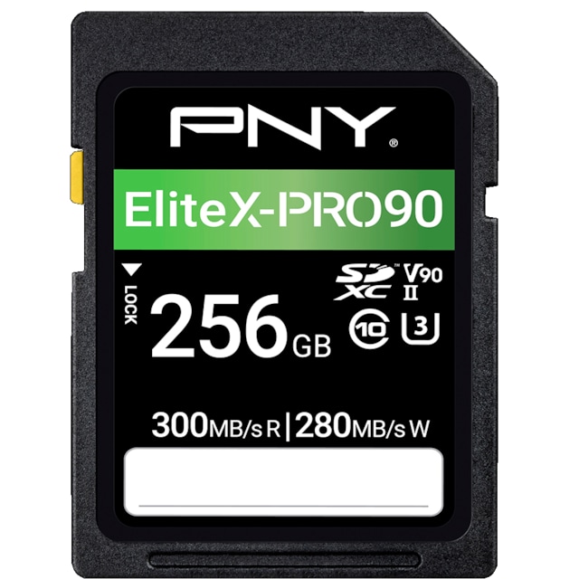 PNY 256GB EliteX-PRO 90 Class 10 U3 V90 UHS-II SD Flash hukommelseskort