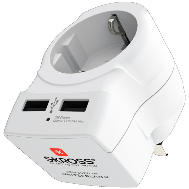 SKross Europa til UK USB rejseadapter 322912