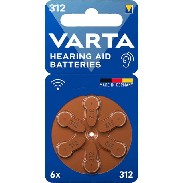 Varta 312 høreapparatsbatterier 7042216 (6-pk)