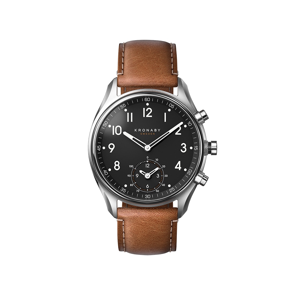 Kronaby Hybrid Smartwatch Apex 43mm stål sort skive | Elgiganten