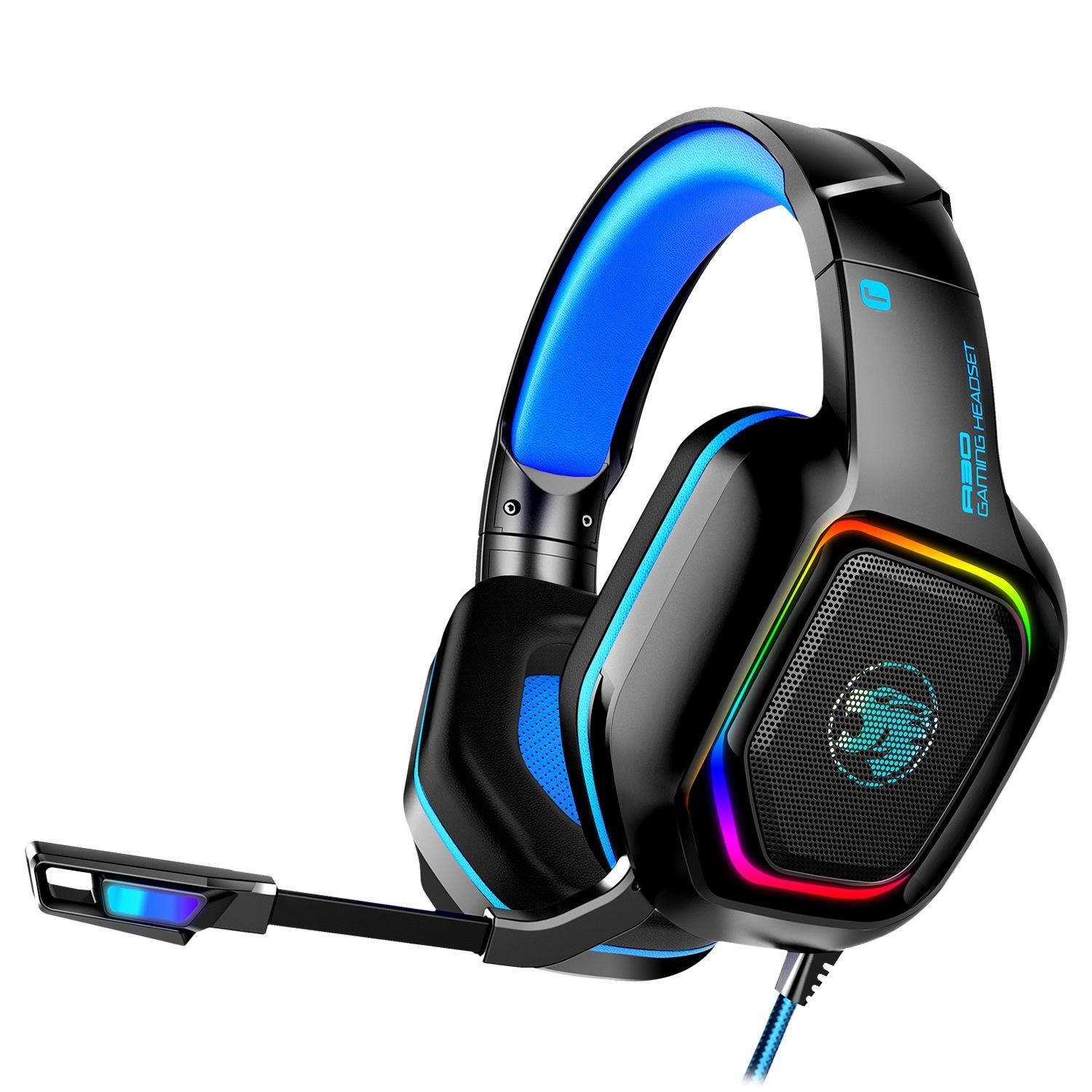 Gaming headset med mikrofon og RGB lys Sort/Blå | Elgiganten