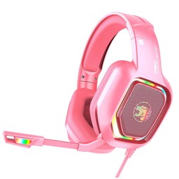 Gaming headset med mikrofon og RGB lys Pink