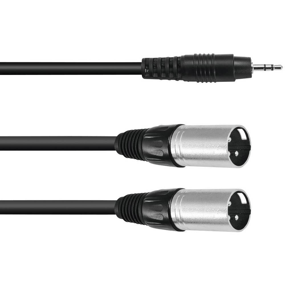 Câble adaptateur XLR(M) / prise jack stéréo 0,2 m noir - omnitronic