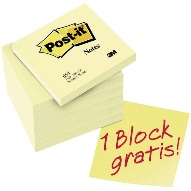 Post-it Post-It 7100199885 76 mm x 76 mm Gul 600 Blad