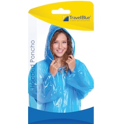 Travel Blue poncho med hætte unisex/en størrelse