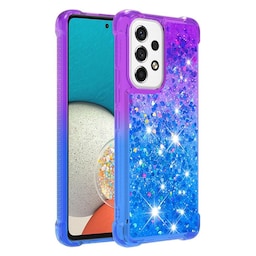 SKALO Samsung A53 5G Kvicksand Glitter Hjerter TPU Cover - Lilla-Blå