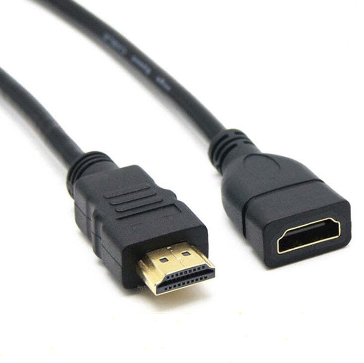 NÖRDIC HDMI forlængerledning 1m mandlige og kvindelige sort 4K 30Hz 10.2  Gbps HDMI 1.4 HDMI High Speed ​​med Ethernet | Elgiganten