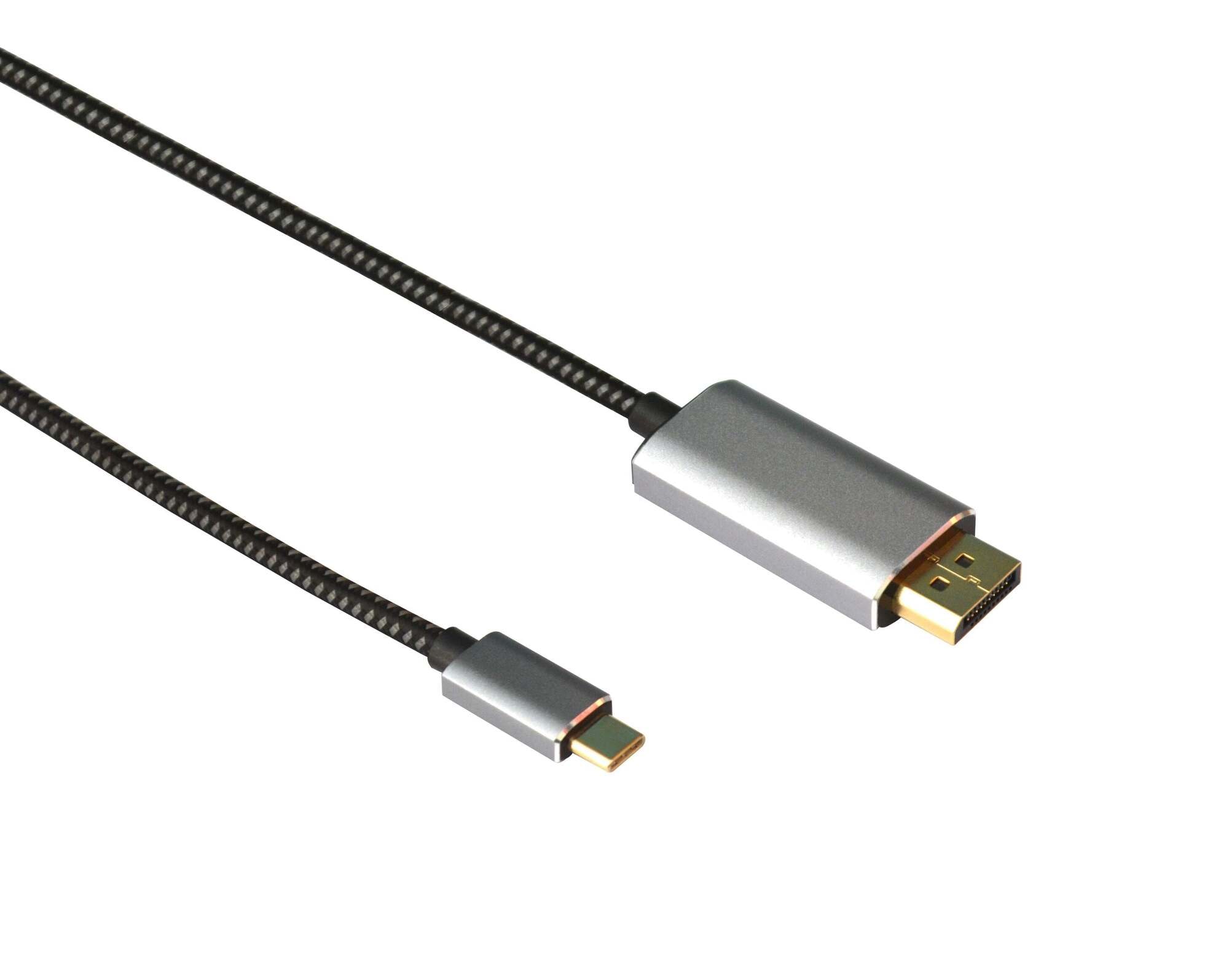 NÖRDIC 1m til DisplayPort-kabel UHD 4K 60Hz DP 21,6Gbps HDCP Alt tilstand via USB C Aluminium kontakter Space | Elgiganten