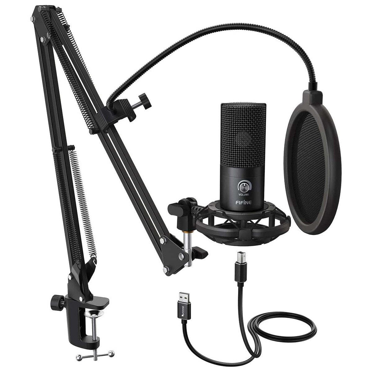 Fifine T669 USB Mikrofon kits med kondensatormikrofon, bordstativ popfilter  shock mount lydkabel og stativ kompatibel med PS5 | Elgiganten
