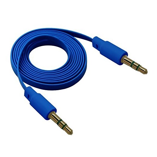 NÖRDIC Lydkabel 3.5mm han til 3,5 mm 3polig 3polig mandlige 1m fladkabel  blå AUX kabel | Elgiganten