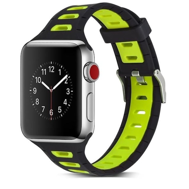 Silikone urrem kompatibel med Apple Watch, 38mm, Sort, Gul