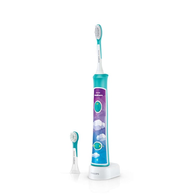 Philips Sonic elektrisk tandbørste HX6322/04 For børn, Genopladelig, Sonic -teknologi, Tandbørstningstilstande 2, Antal medfølgende børstehoveder 2, Aqua