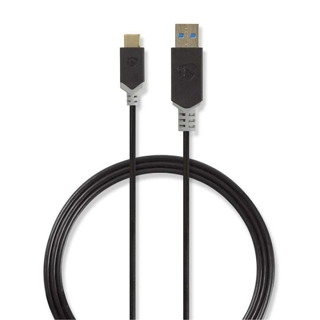 USB 3.1-kabel | Type-C-hanstik - A-hanstik | 1,0 m | Antracit