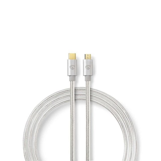 USB 2.0-kabel | Type-C-hanstik - mikro B-hanstik | 2,0 m | Aluminium