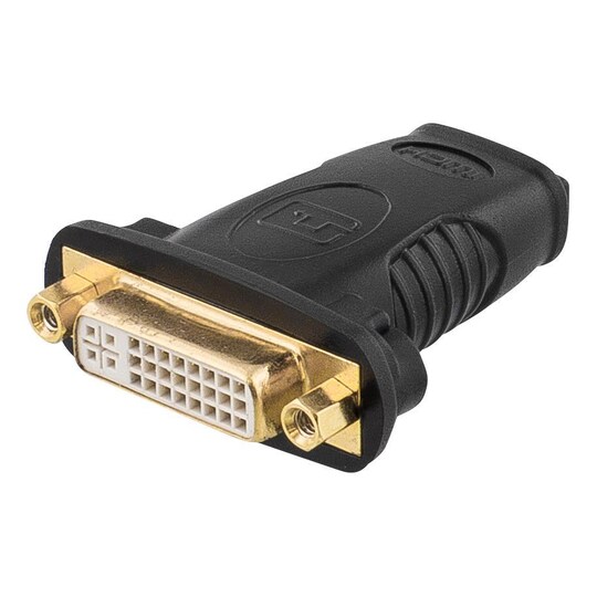 DELTACO HDMI-adapter, HDMI 19-pin hun til DVI-D hun, guldpletterede st |  Elgiganten