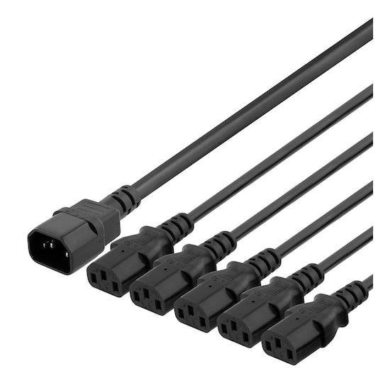 DELTACO IEC C14 to 5x IEC C13 Power cable, 3m, 10A/250V, Y-Splitter, b |  Elgiganten