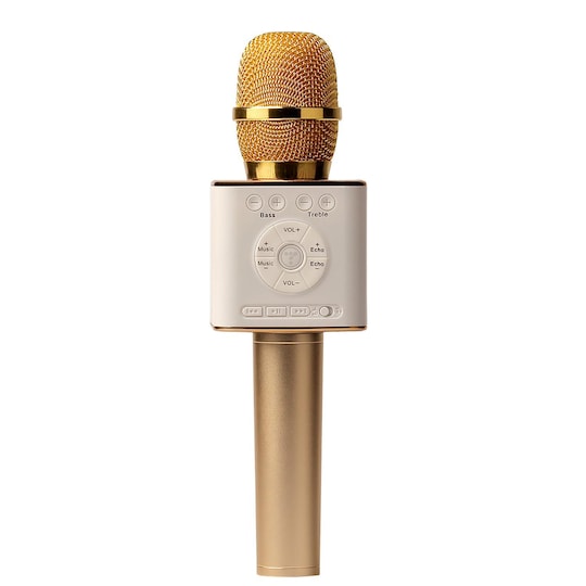 Trådløs karaoke mikrofon med to højtalere 3 dele guld | Elgiganten