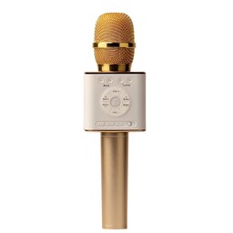 Trådløs karaokemikrofon med to højtalere 3 dele guld