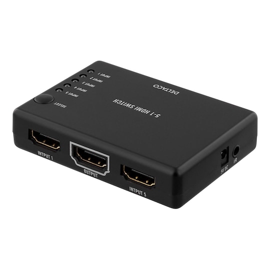DELTACO HDMI Switch, 5 inputs to 1 output, 4K in 60Hz, 7.1, black |