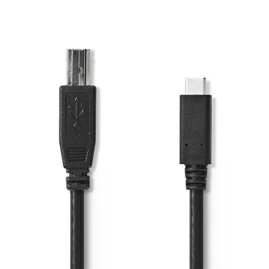 2.0-kabel | Type C-hanstik - B-hanstik 1,0 m | Sort | Elgiganten