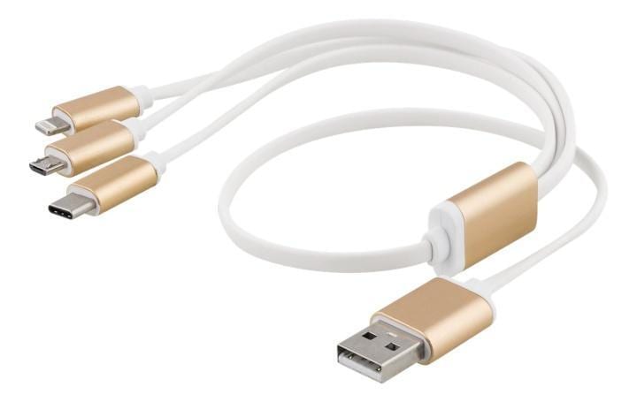 EPZI Multi-Charger, USB-C, Lightning, Micro USB, USB-A, 50cm, white |  Elgiganten