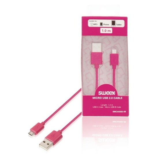 Usb 2.0-Kabel USB A Han - Micro B Han Runde 1.00 m Pink | Elgiganten