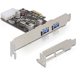 DeLOCK PCI-Express x1 kort, USB 3.0, 2xType A porte (2 eksterne), mole