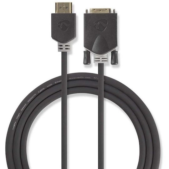 HDMI - DVI-kabel | HDMIâ„¢-stik - DVI-D + hanstik med +1 ben | 2,0 m | Antracit | Elgiganten