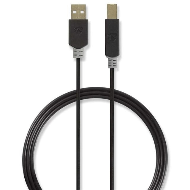 USB 2.0-kabel | A-hanstik - B-hanstik | 2,0 m | Antracit