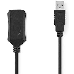 Aktivt USB 2.0-forlængerkabel | A-hanstik | A-hunstik | 5,0 m | Sort