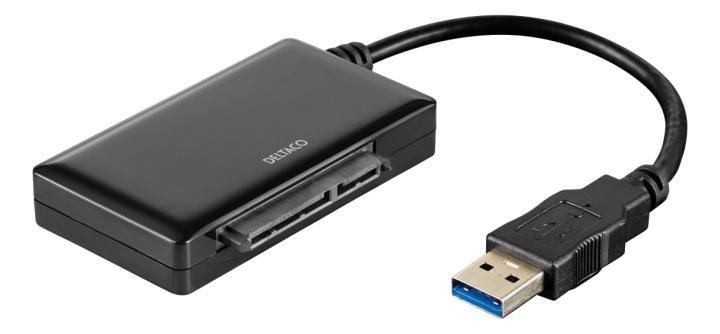 DELTACO USB 3.0 to SATA 6Gb/s adapter, for 2,5/3,5"" hdd, black | Elgiganten