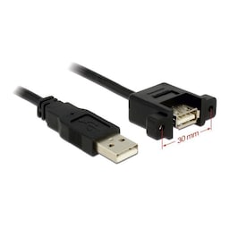 DeLOCK USB 2.0 cable for panel mount, USB type A male - USB type A fem