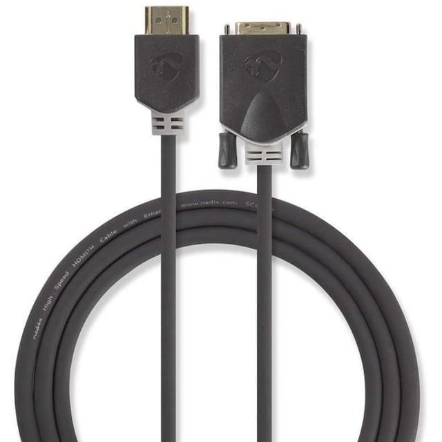 HDMI - DVI-kabel | HDMIâ„¢-stik - DVI-D 24 + hanstik med +1 ben | 2,0 m | Antracit