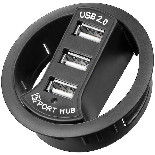 Goobay 3-dobbelt USB 2.0 Hi-Speed-indbygnings-HUB/fordeler