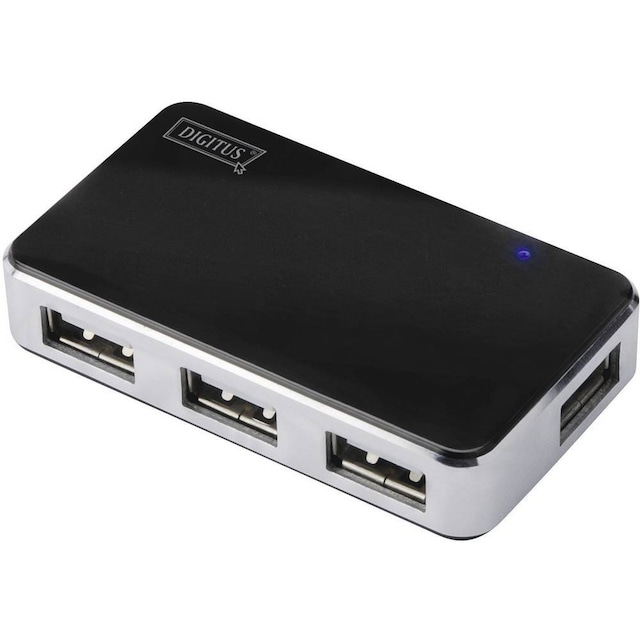 Digitus DA-70220 4 porte USB 2.0-hub Sort, Sølv
