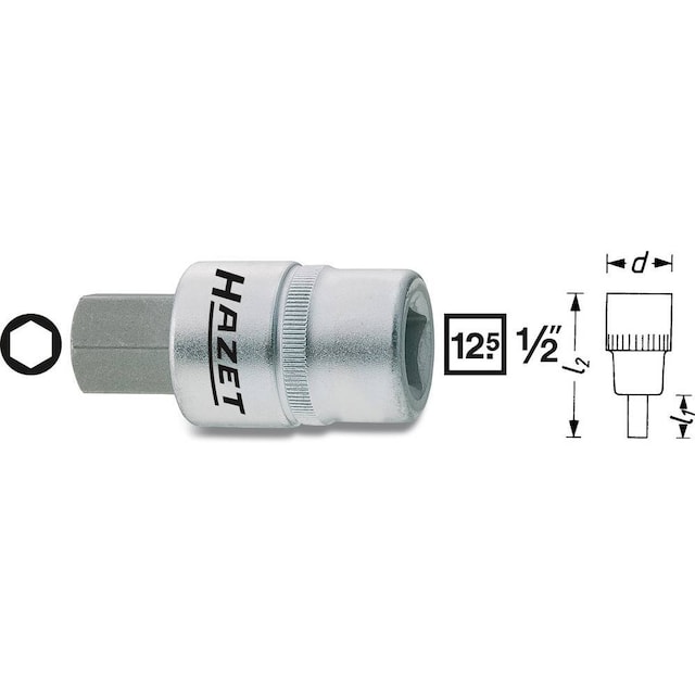 Hazet 986-9 Unbrako Topnøgle-bit-indsats 9 mm 1/2 (12,5 mm)