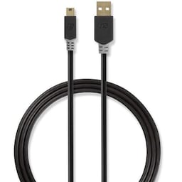 USB 2.0-kabel | A-hanstik - Mini-hanstik med 5 ben | 2,0 m | Antracit
