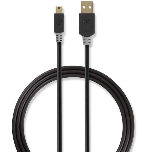 USB 2.0-kabel | A-hanstik - Mini-hanstik med 5 ben | 2,0 m | Antracit