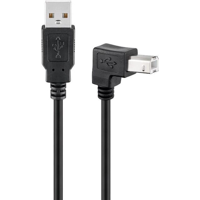 USB 2.0 Hi-Speed-kabel 90°, sort