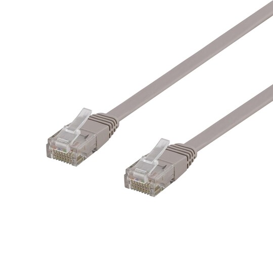 DELTACO U/UTP Cat6 patch cable, flat, 5m, Delta-cert, LSZH, gray |  Elgiganten