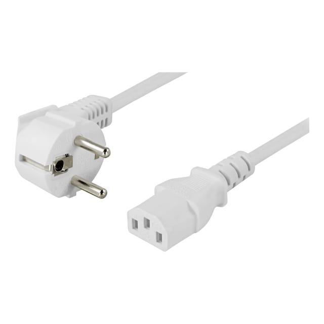 deltaco Earthed power cable, angled CEE 7/7 10m white